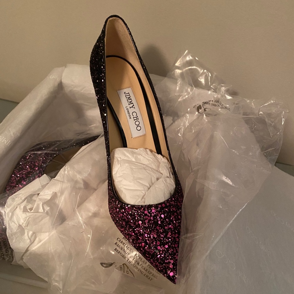 🎁HP🎁 Jimmy Choo Romy Gradient Pink & Black 100mm Pumps - Picture 9 of 12
